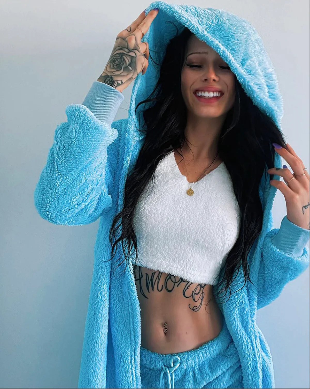 Fluffy Knit Hooded Sweater